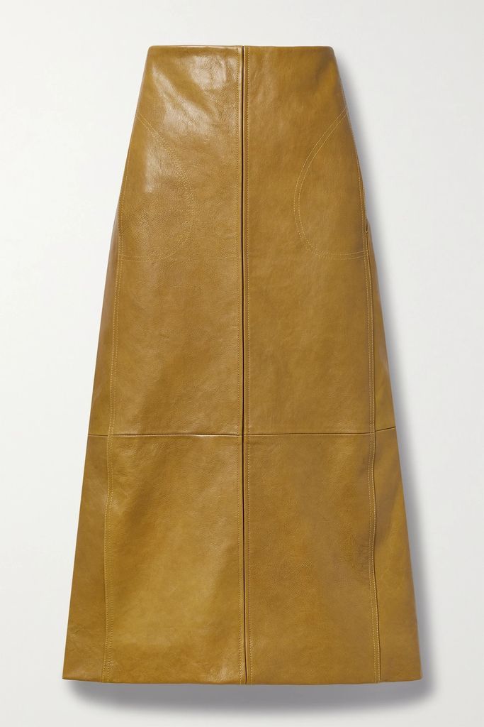 Joli Leather Midi Skirt - Camel