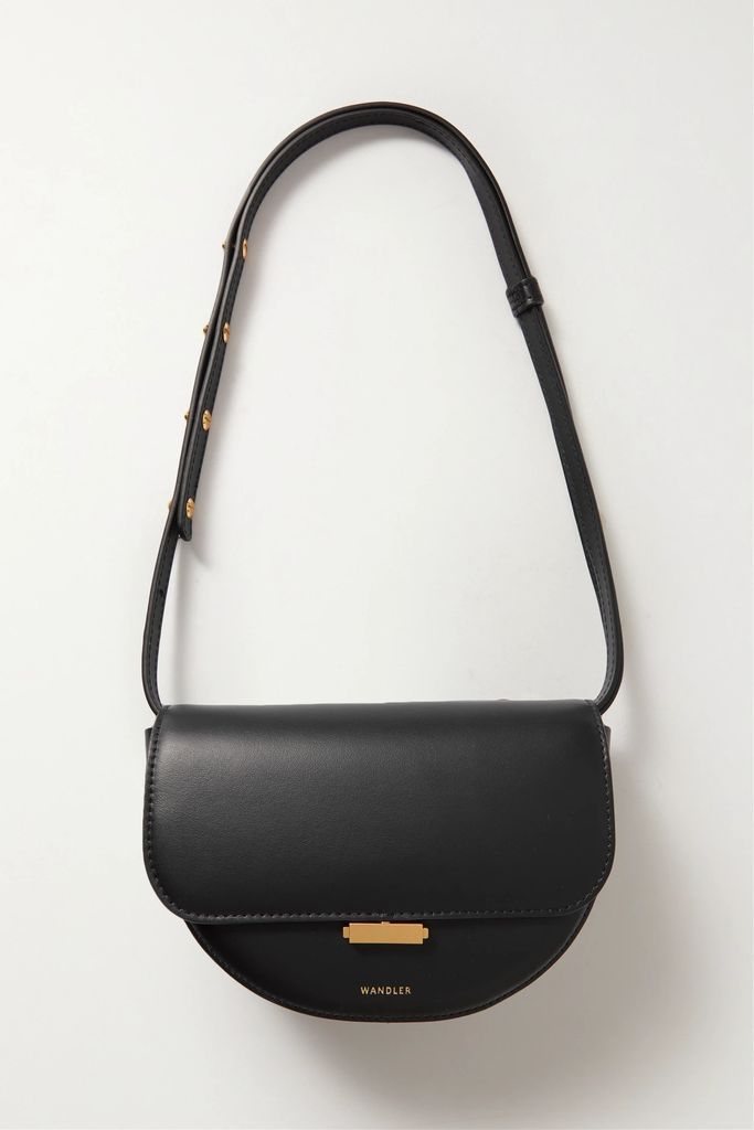 Anna Leather Shoulder Bag - Black