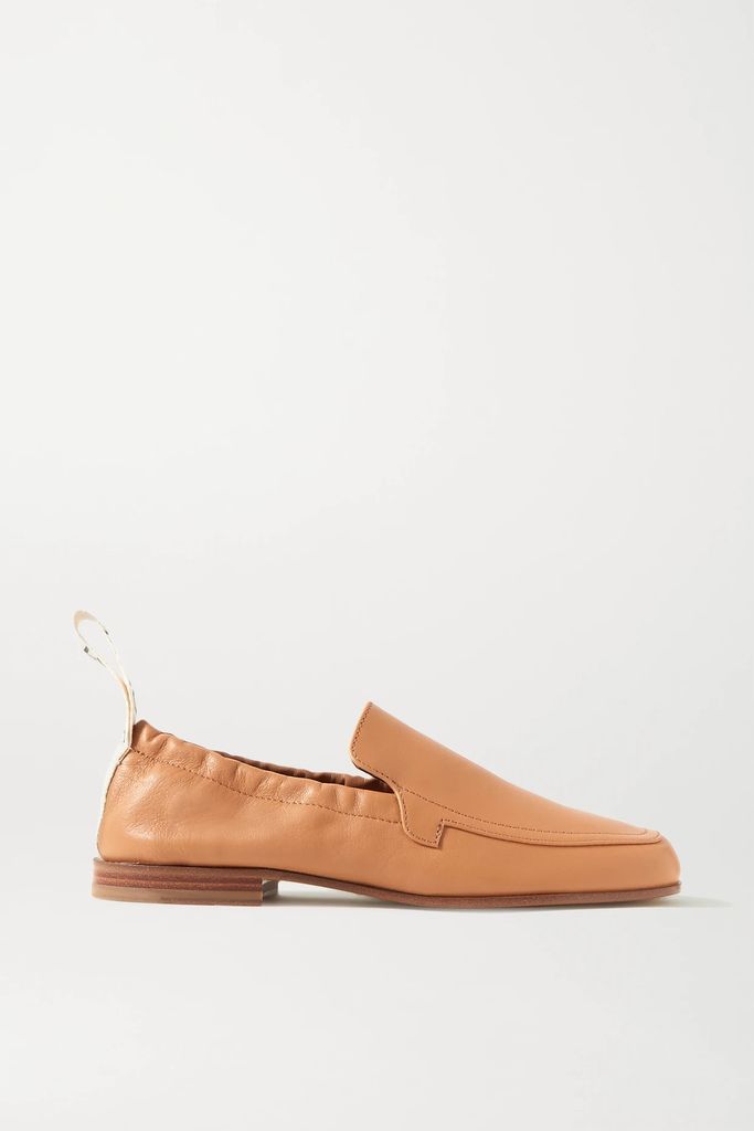 Logo-detailed Leather Collapsible-heel Loafers - Sand