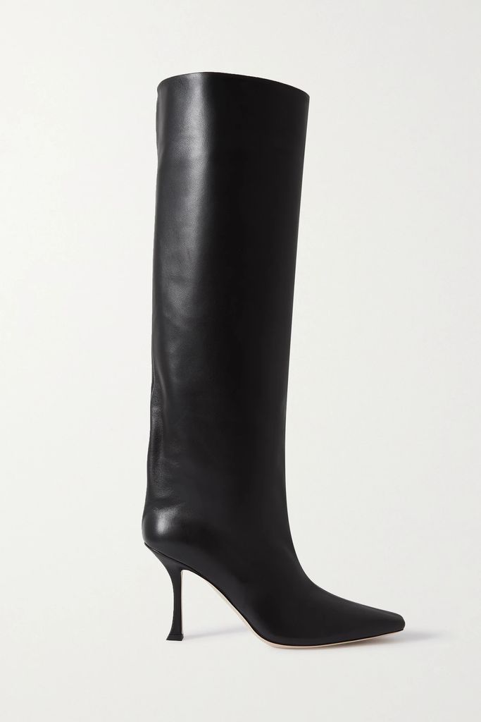 Chad 90 Leather Knee Boots - Black