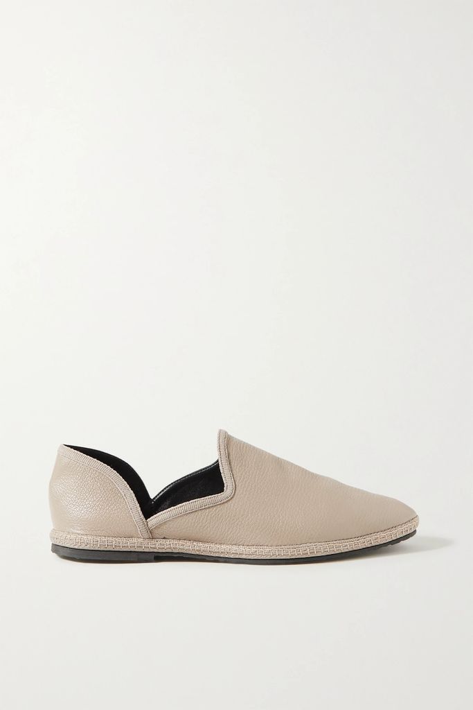 Friulane Textured-leather Slippers - Beige