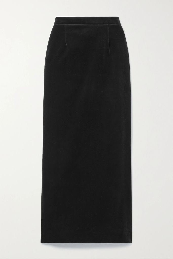 Belle Cotton-blend Velvet Maxi Skirt - Black