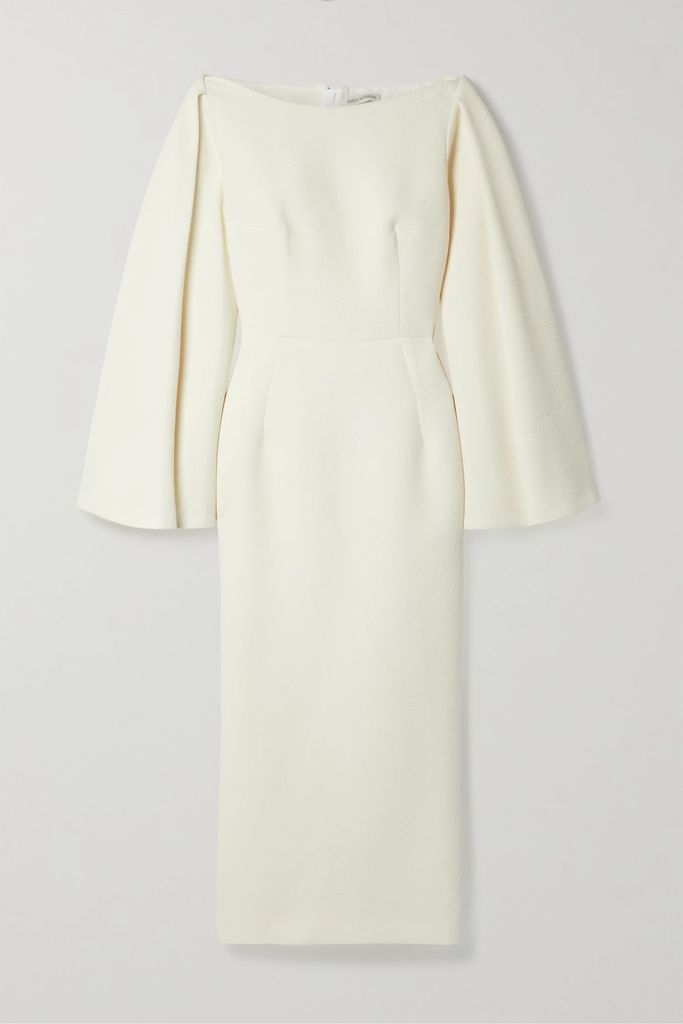 Switzy Cape-effect Cloqué Midi Dress - Ivory