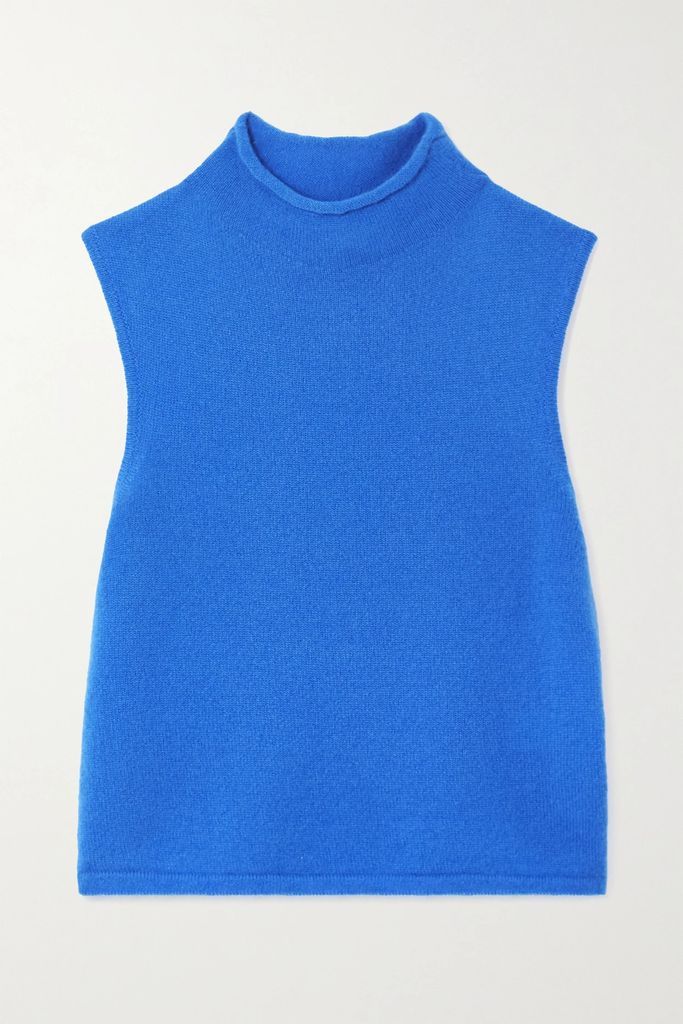 Cropped Cashmere And Silk-blend Top - Blue