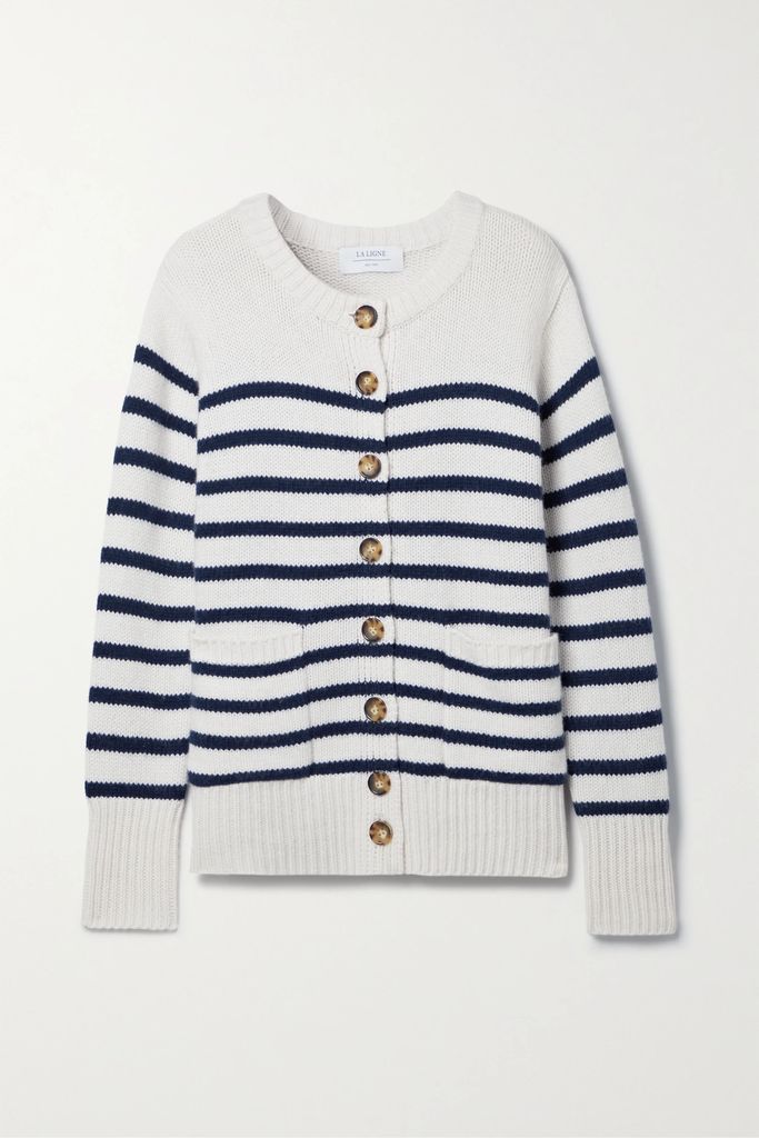 Marin Striped Wool And Cashmere-blend Cardigan - Cream