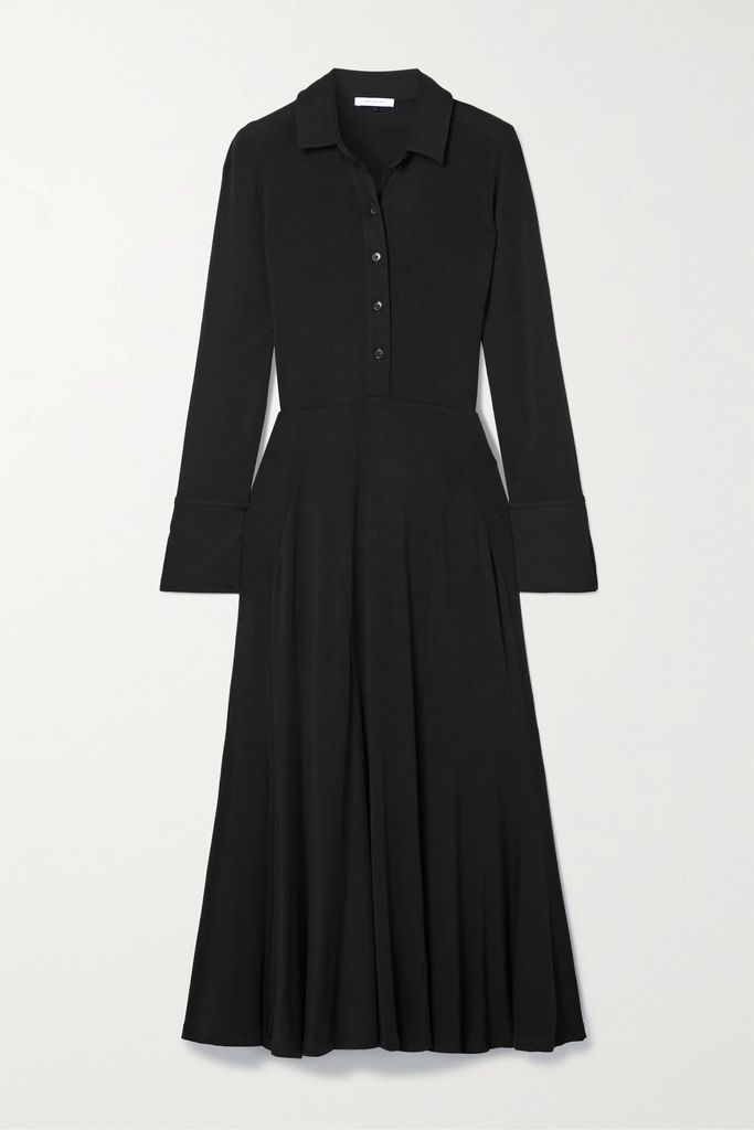 Melody Stretch-tencel Lyocell Midi Shirt Dress - Black