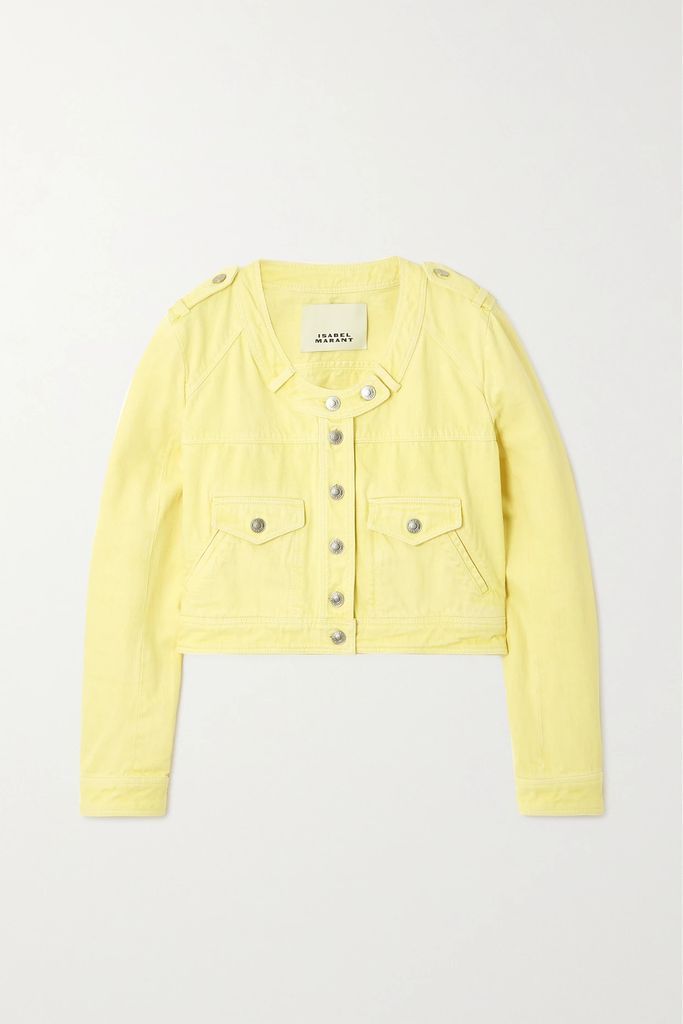 Valene Cropped Denim Jacket - Yellow