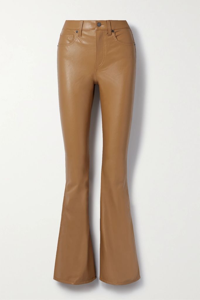 Beverly Faux Leather Flared Pants - Camel