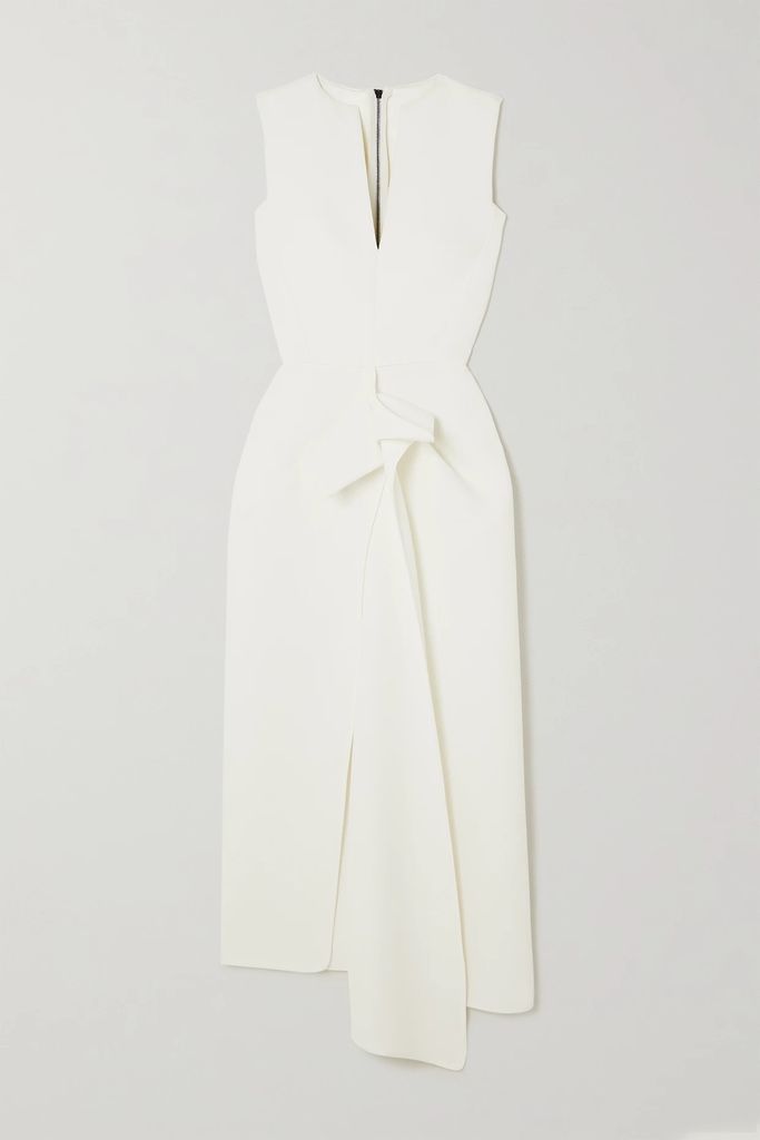 Denote Ruffled Stretch-crepe De Chine Midi Dress - White