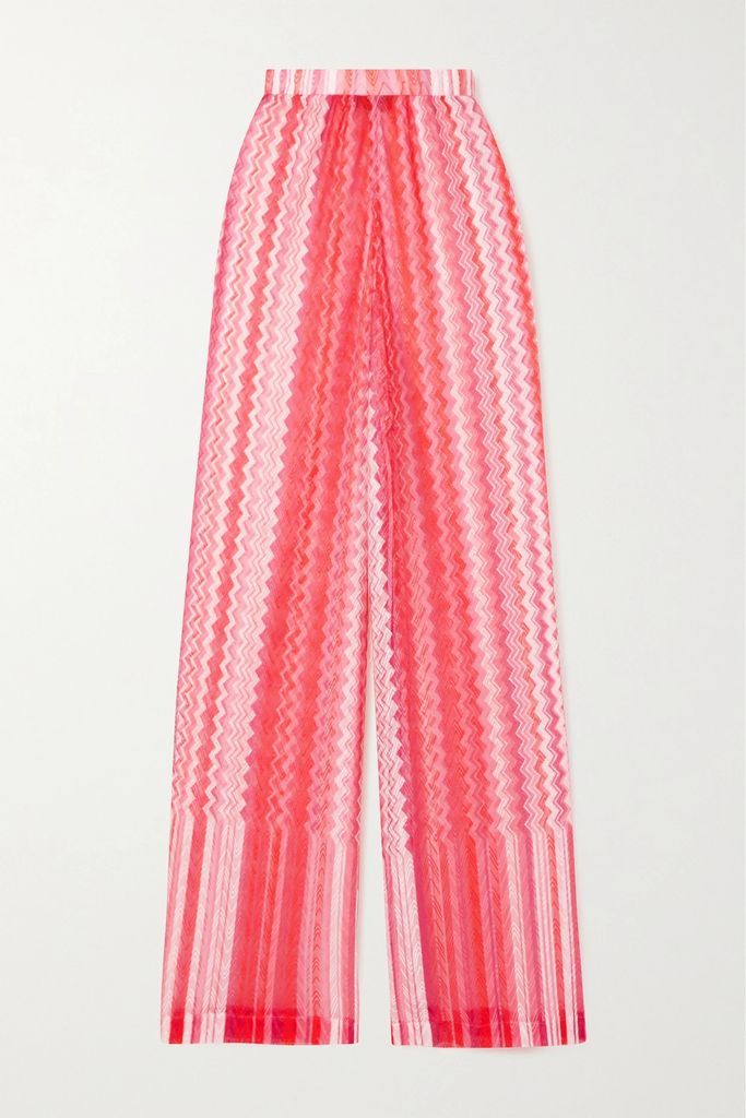 Crochet-knit Wide-leg Pants - Pink