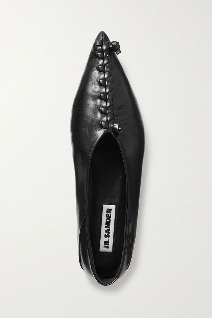 Leather Point-toe Flats - Black