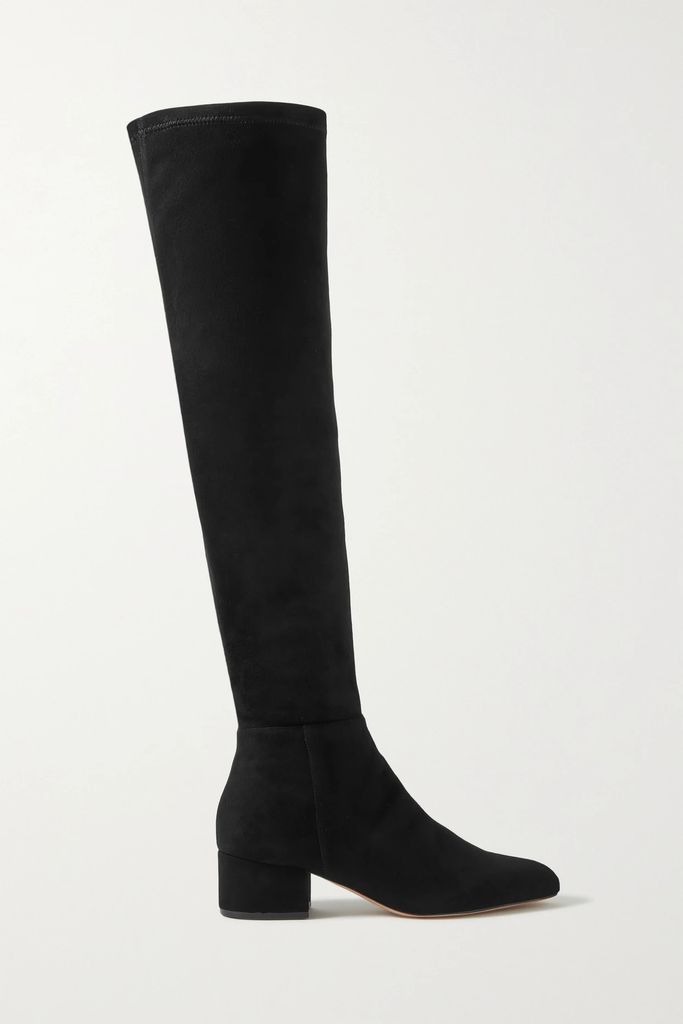 Stretch-suede Over-the-knee Boots - Black