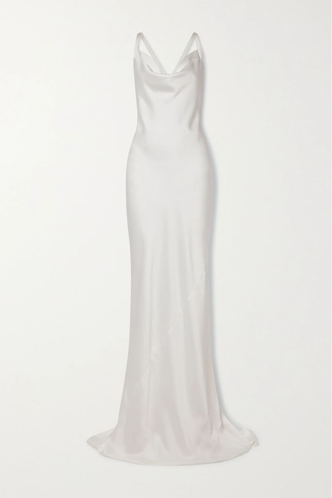 Open-back Satin Gown - White
