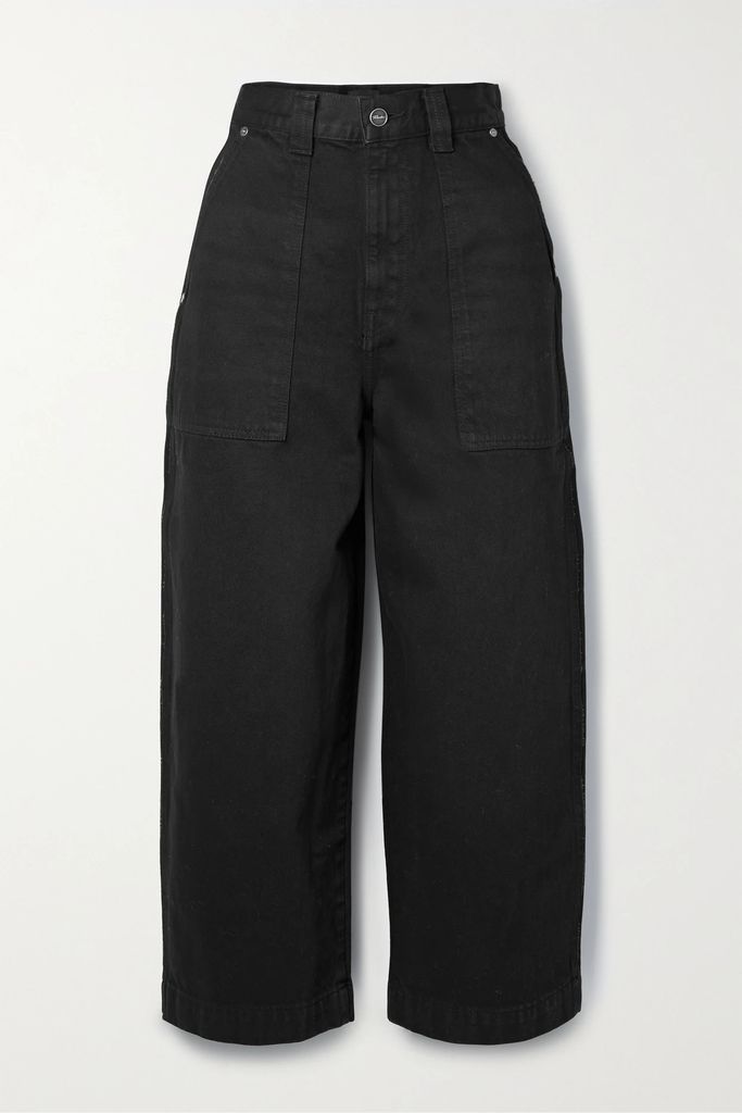 Hewey Cropped High-rise Wide-leg Jeans - Black