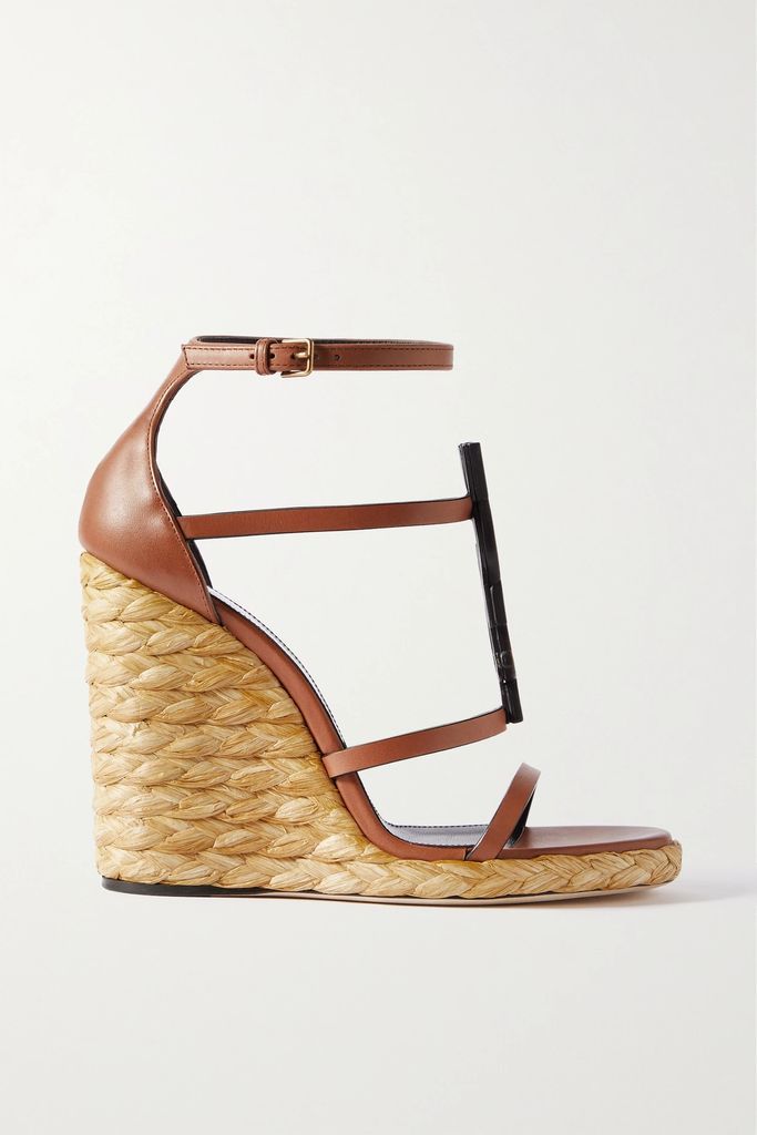 Cassandra Leather Wedge Sandals - Brown