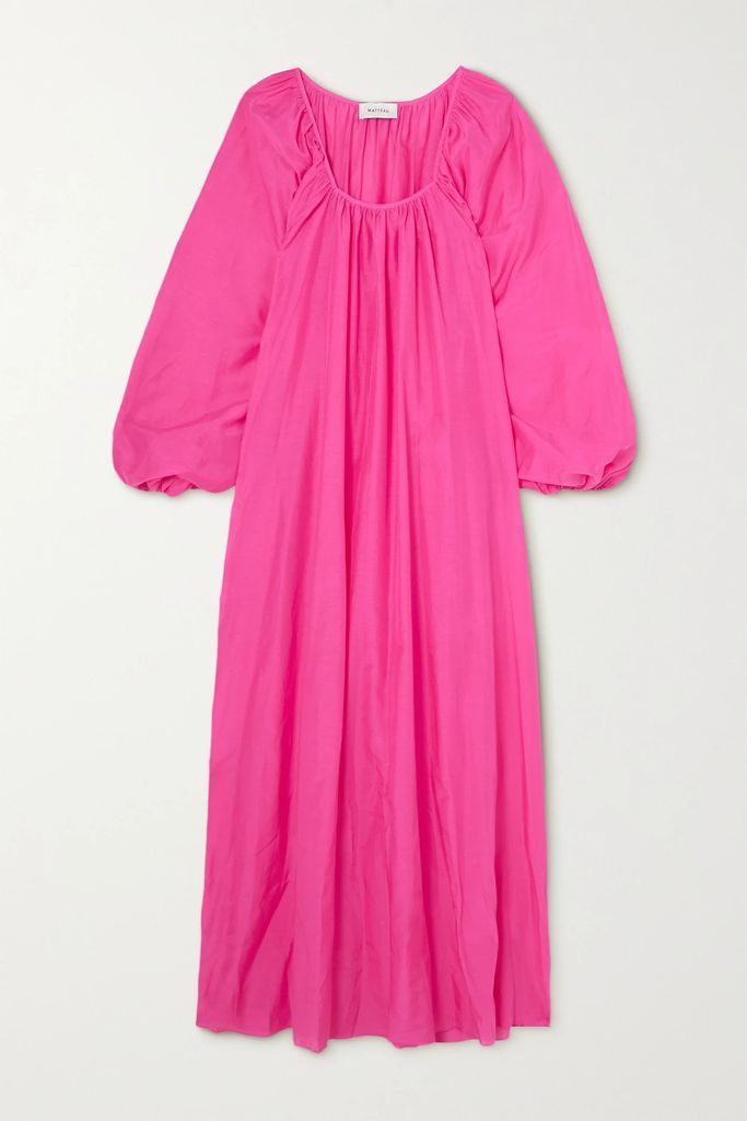 + Net Sustain The Decolette Organic Cotton And Silk-blend Maxi Dress - Pink