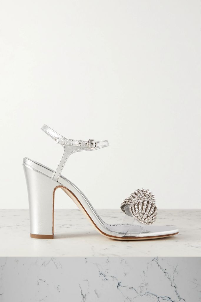 Elhob 105 Crystal-embellished Pvc And Metallic Leather Sandals - Silver