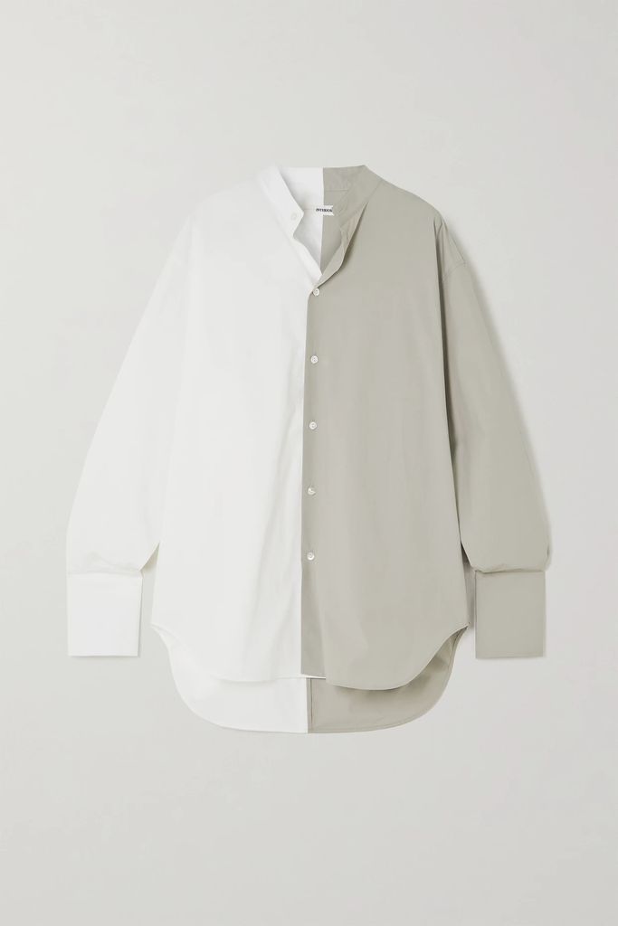 Duo Oversized Two-tone Cotton Shirt - White