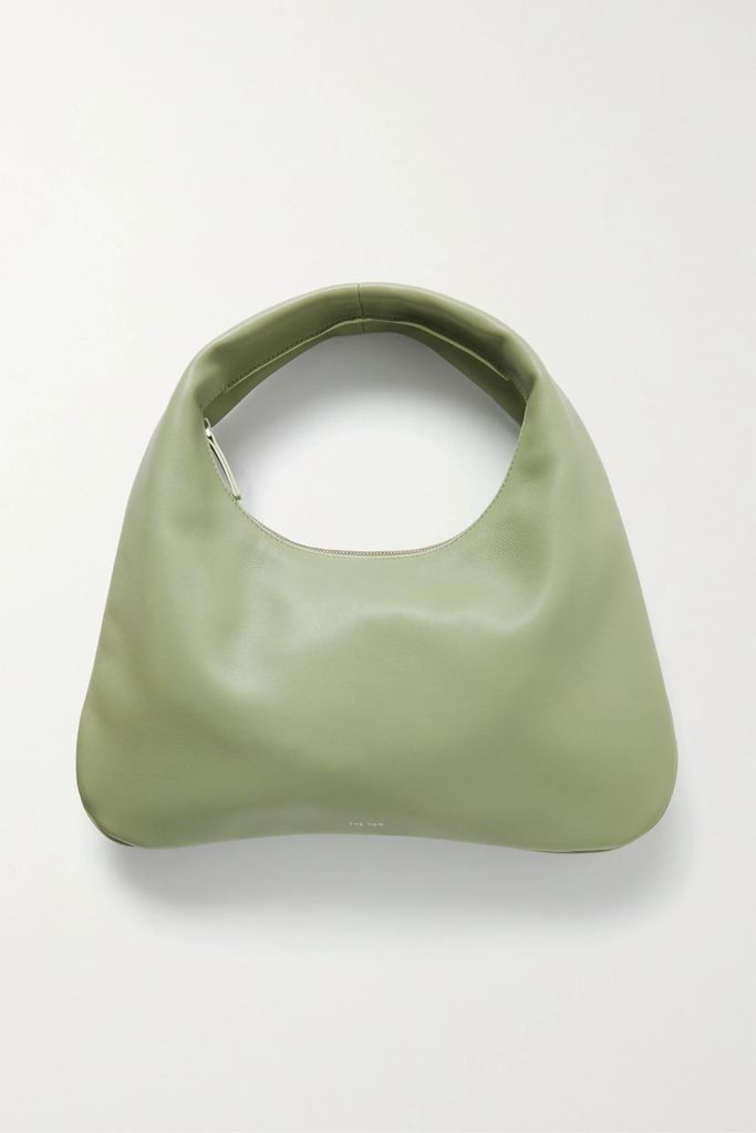 Everyday Textured-leather Shoulder Bag - Light green