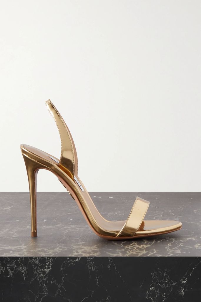 So Nude 105 Mirrored-leather Slingback Sandals - Gold