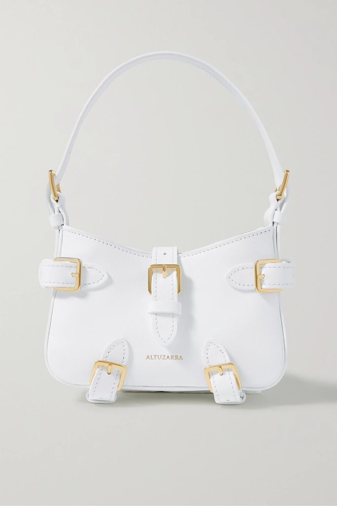 Play Mini Buckled Leather Shoulder Bag - White