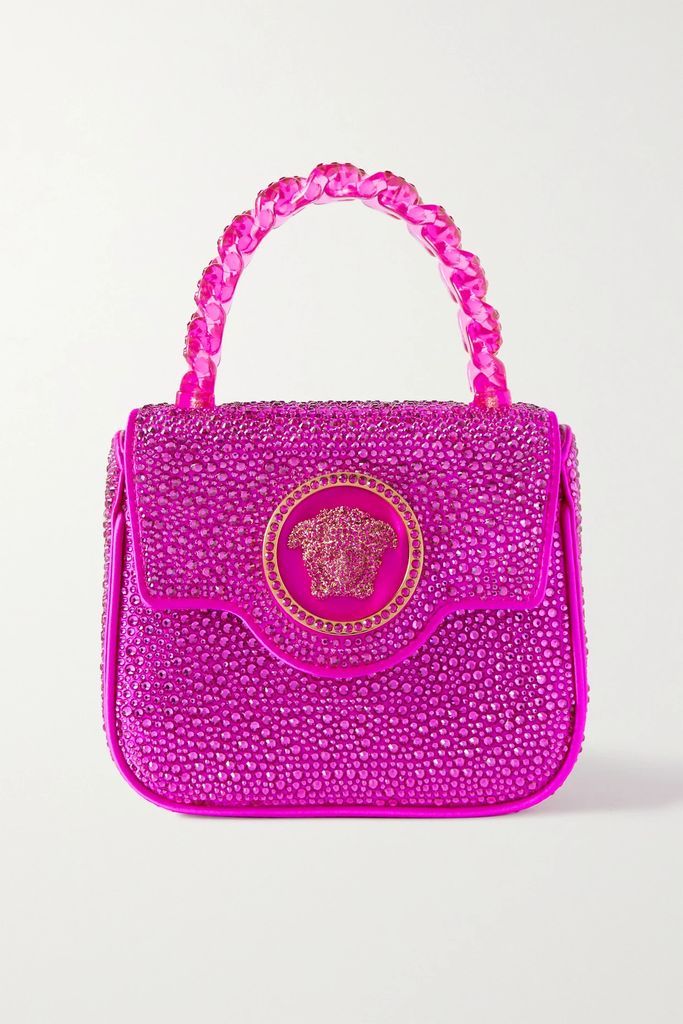 La Medusa Crystal-embellished Satin Shoulder Bag - Pink