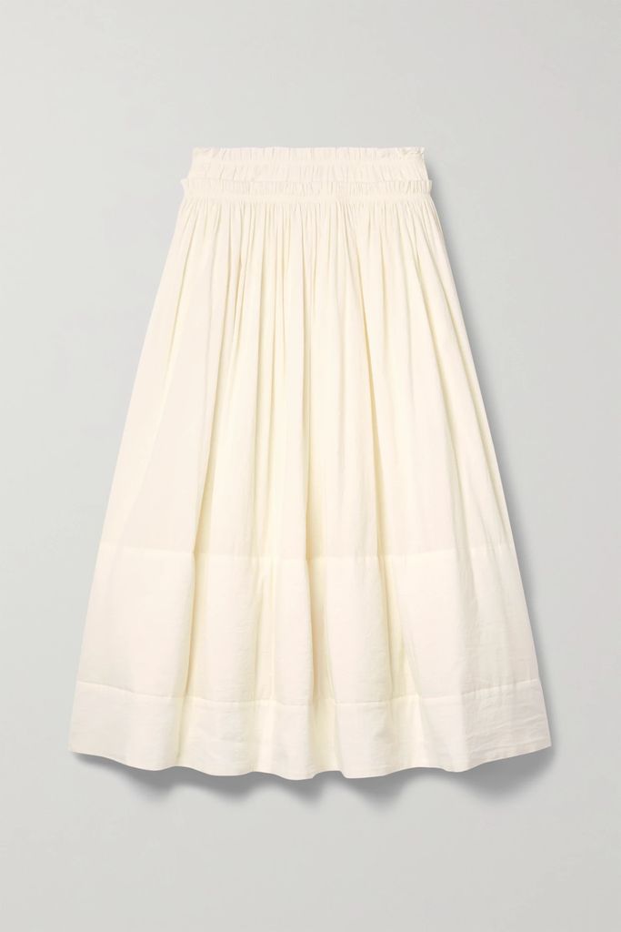 Layered Cotton-gauze Midi Skirt - Beige