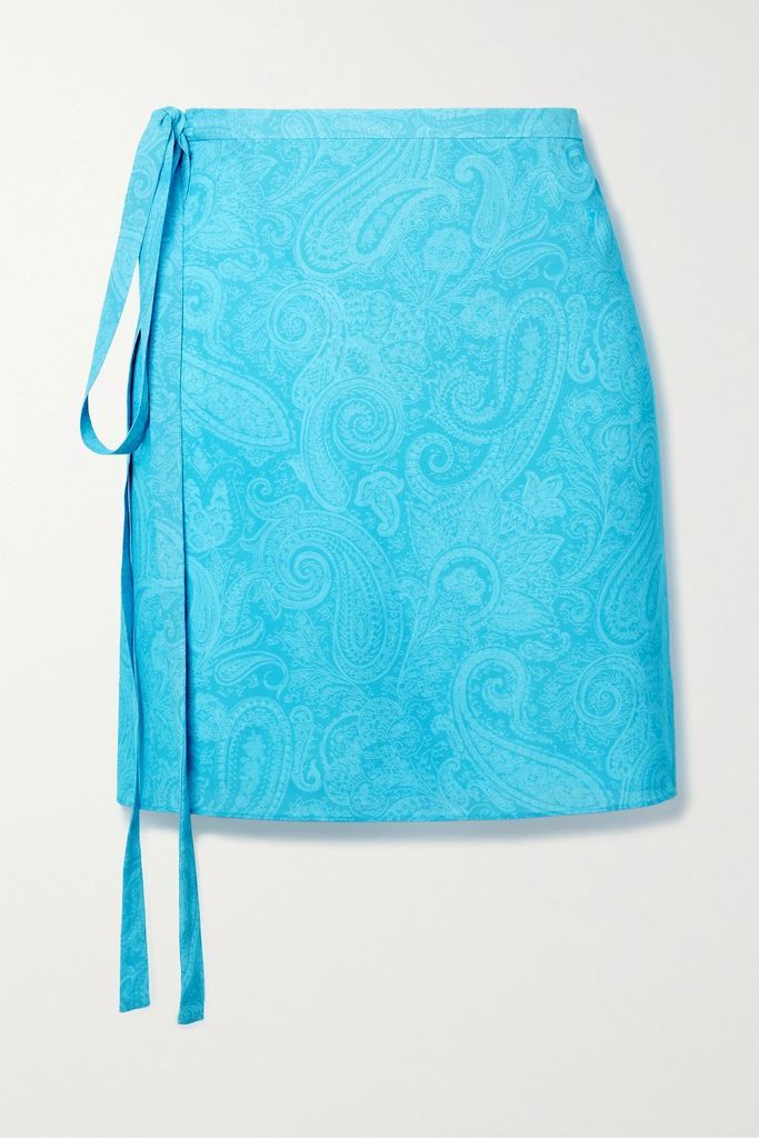 Jacquard Mini Wrap Skirt - Turquoise