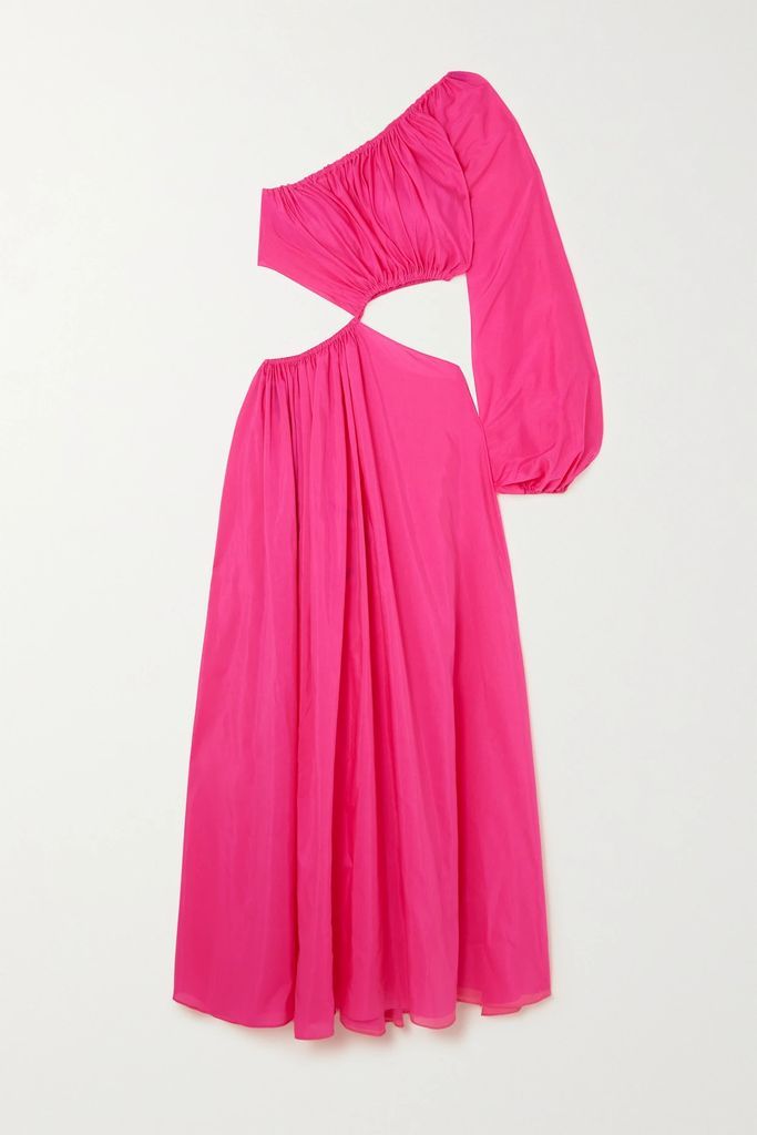 + Net Sustain One-shoulder Cutout Organic Cotton And Silk-blend Maxi Dress - Pink