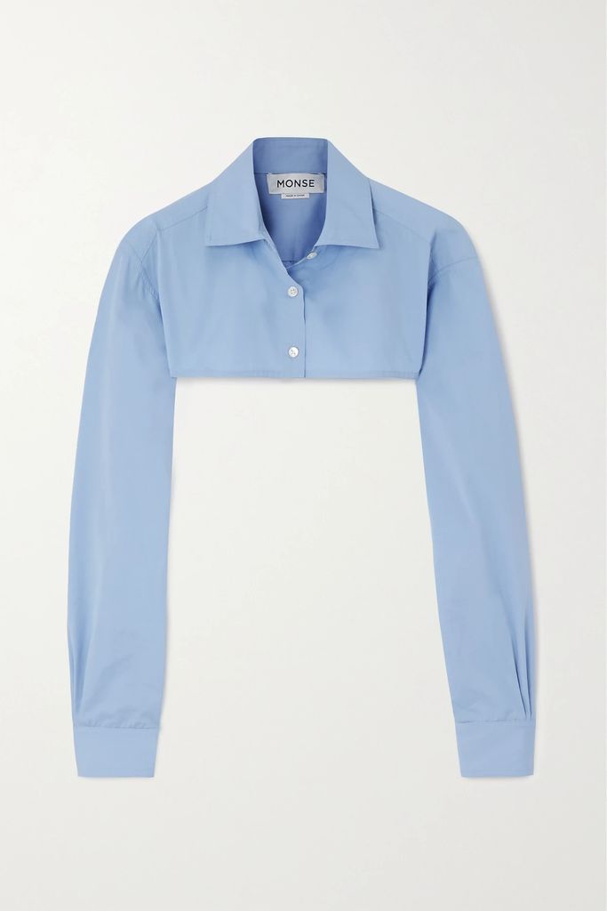 Cropped Cotton Shirt - Blue