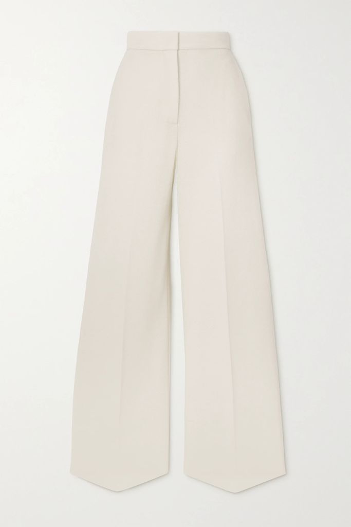 Bosforo Wool And Cotton-blend Wide-leg Pants - White