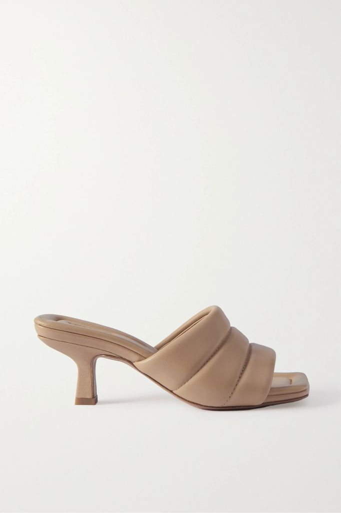 Ceil Quilted Leather Mules - Beige