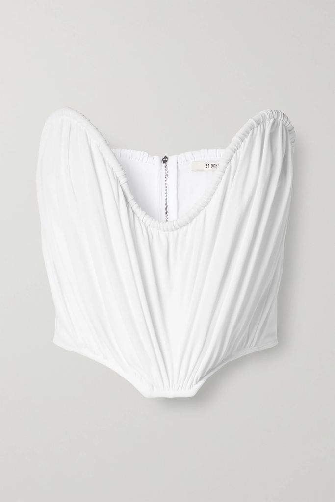 Holly Strapless Gathered Stretch-crepe Bustier Top - White