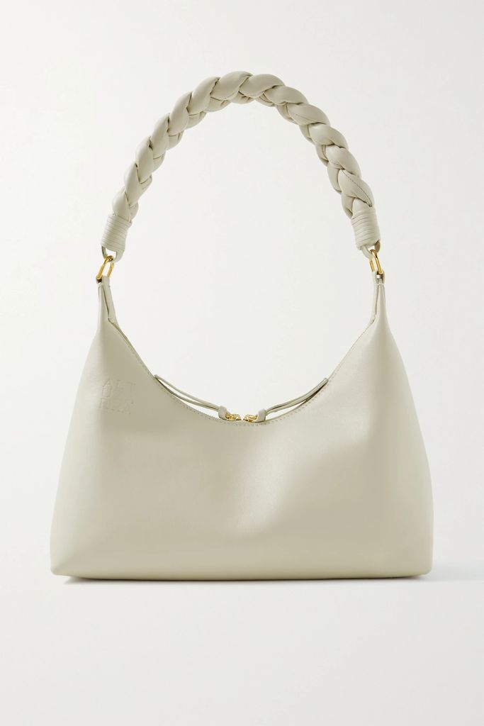 Small Braided Leather Shoulder Bag - Off-white