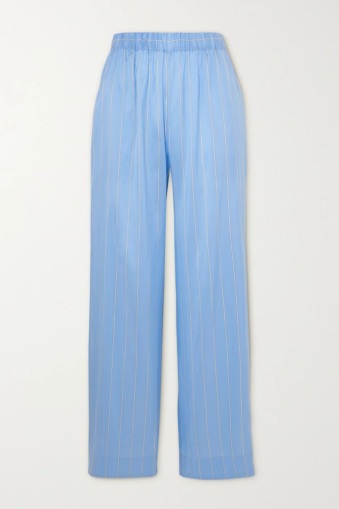 + Nadine Strittmatter Harper Striped Silk Wide-leg Pants - Light blue