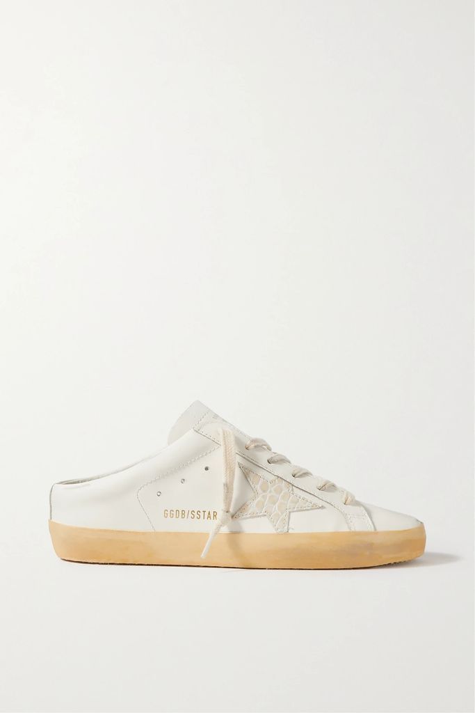 Superstar Sabot Distressed Leather Slip-on Sneakers - White