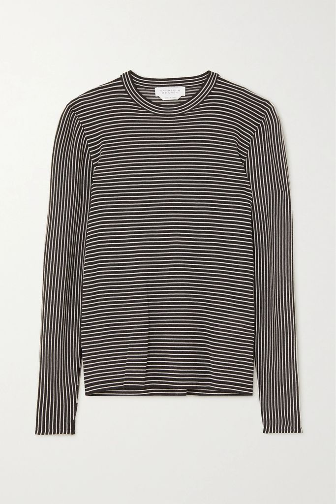 Eurico Striped Cashmere And Silk-blend Top - Dark gray