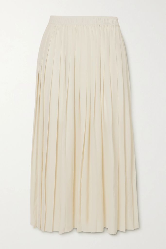 Nanao Pleated Silk-crepe Midi Skirt - Ivory