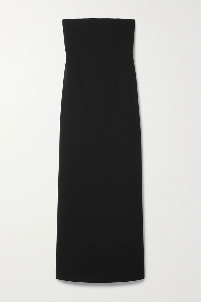 Strapless Crepe Midi Dress - Black