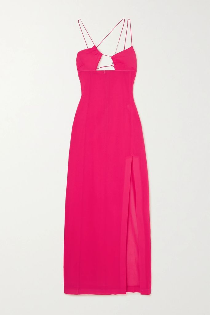 Cutout Cotton-voile Maxi Dress - Pink