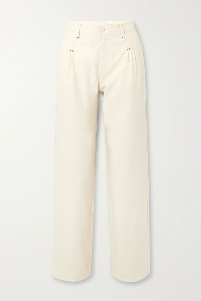 Embroidered High-rise Tapered Jeans - Off-white