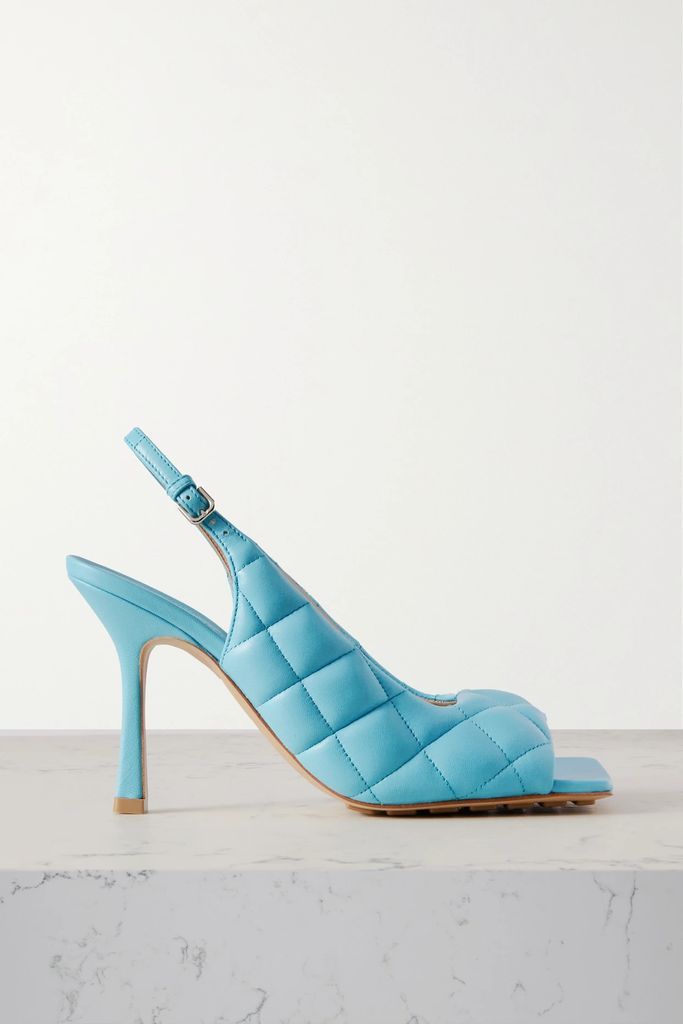 Quilted Leather Slingback Sandals - Blue