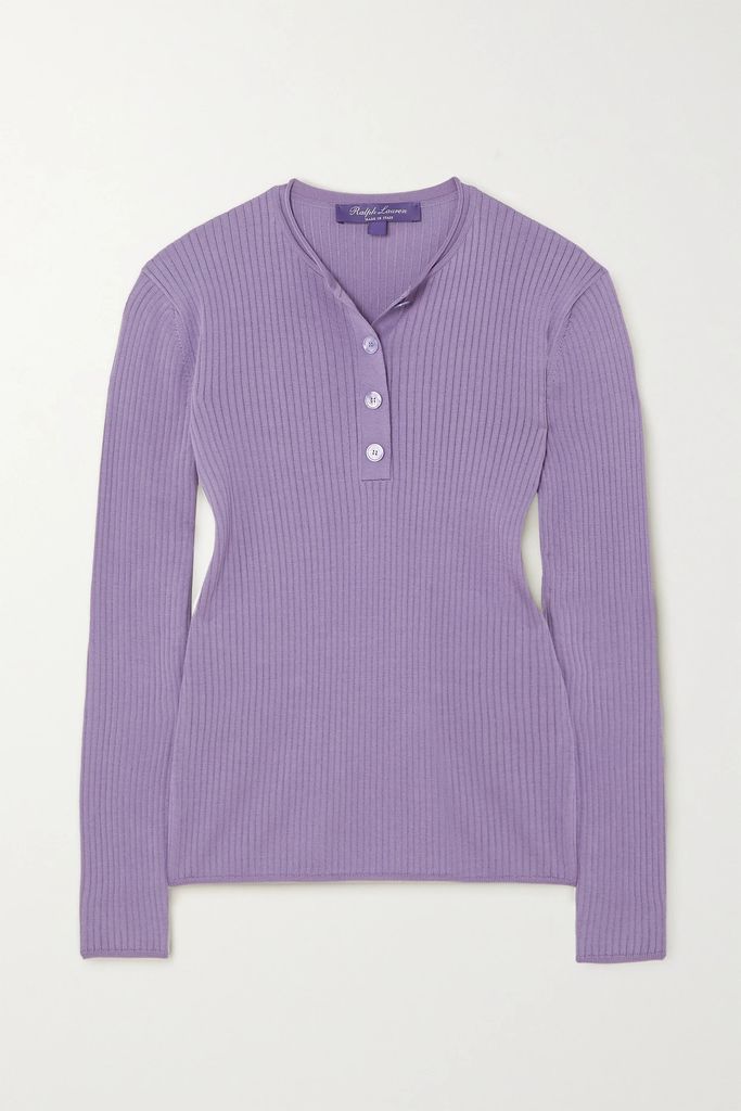 Ribbed Silk-blend Top - Lilac