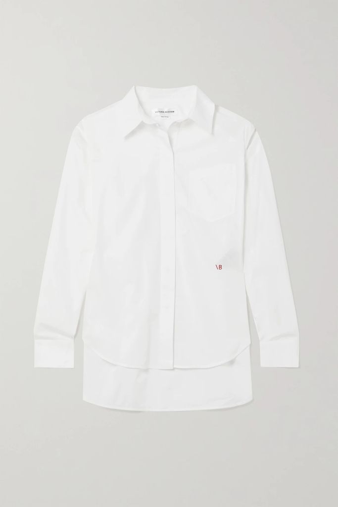 Cutout Organic Cotton-poplin Shirt - White