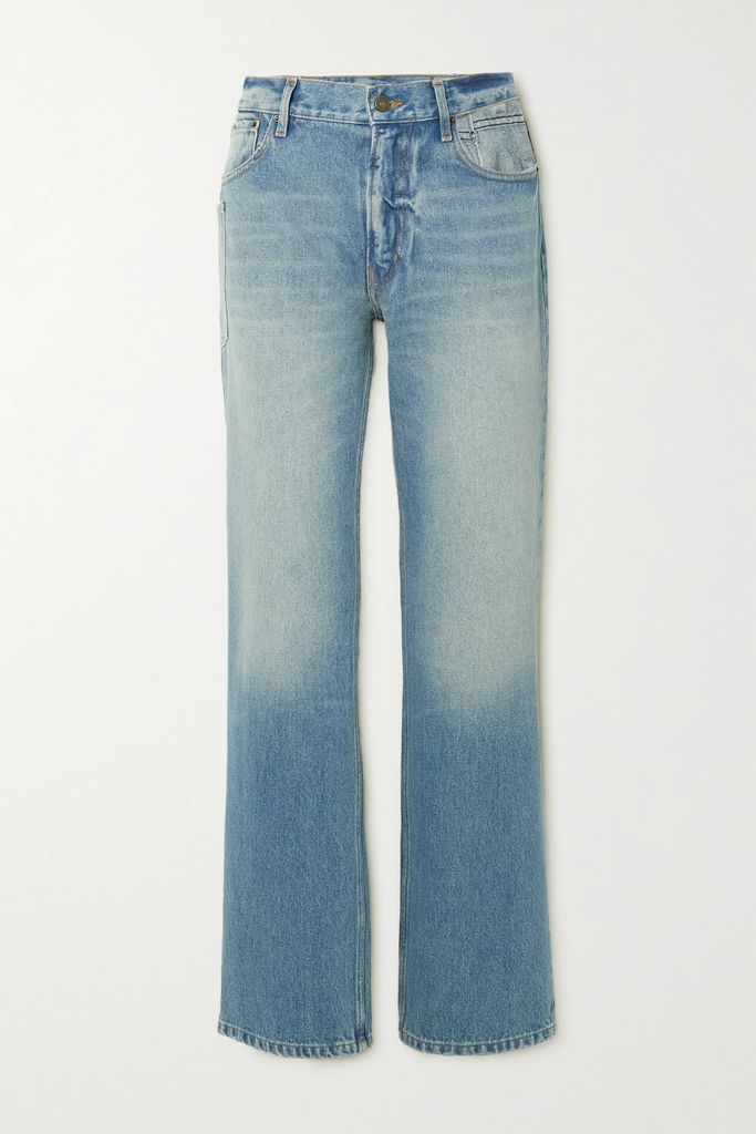 Cutout Low-rise Straight-leg Jeans - Blue