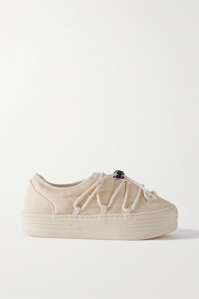 Snow Puffed Quilted Shell Platform Sneakers - Cream