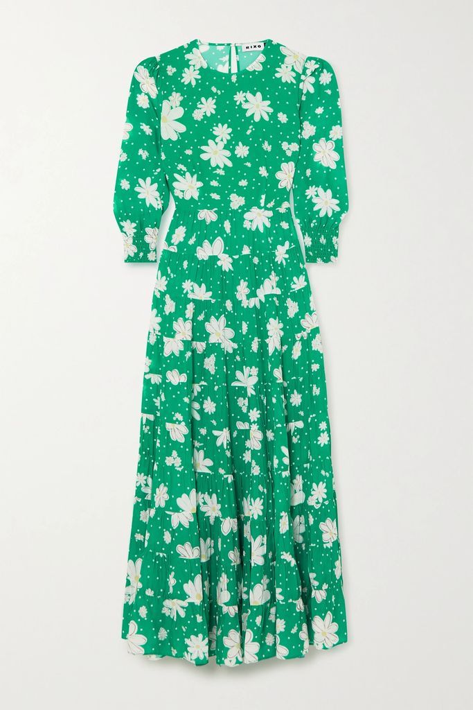Kristen Tiered Floral-print Voile Maxi Dress - Green