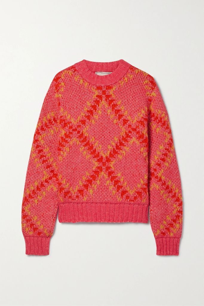 Argyle Alpaca-blend Sweater - Pink