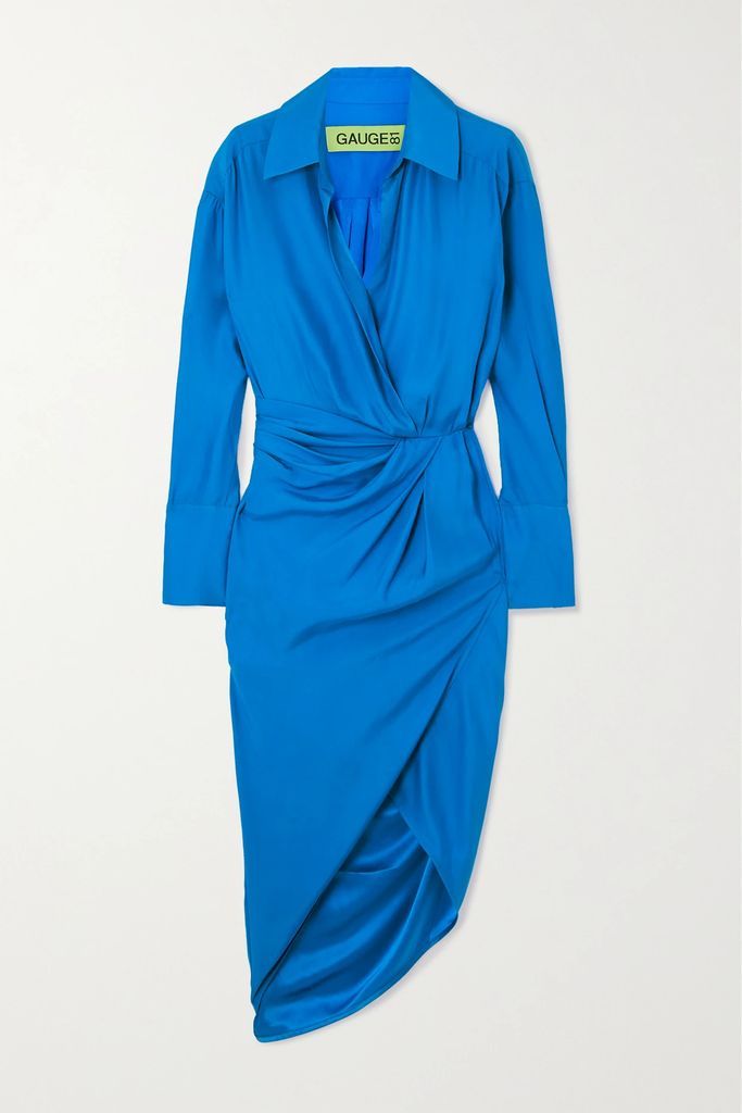 Puno Silk-satin Midi Shirt Dress - Blue