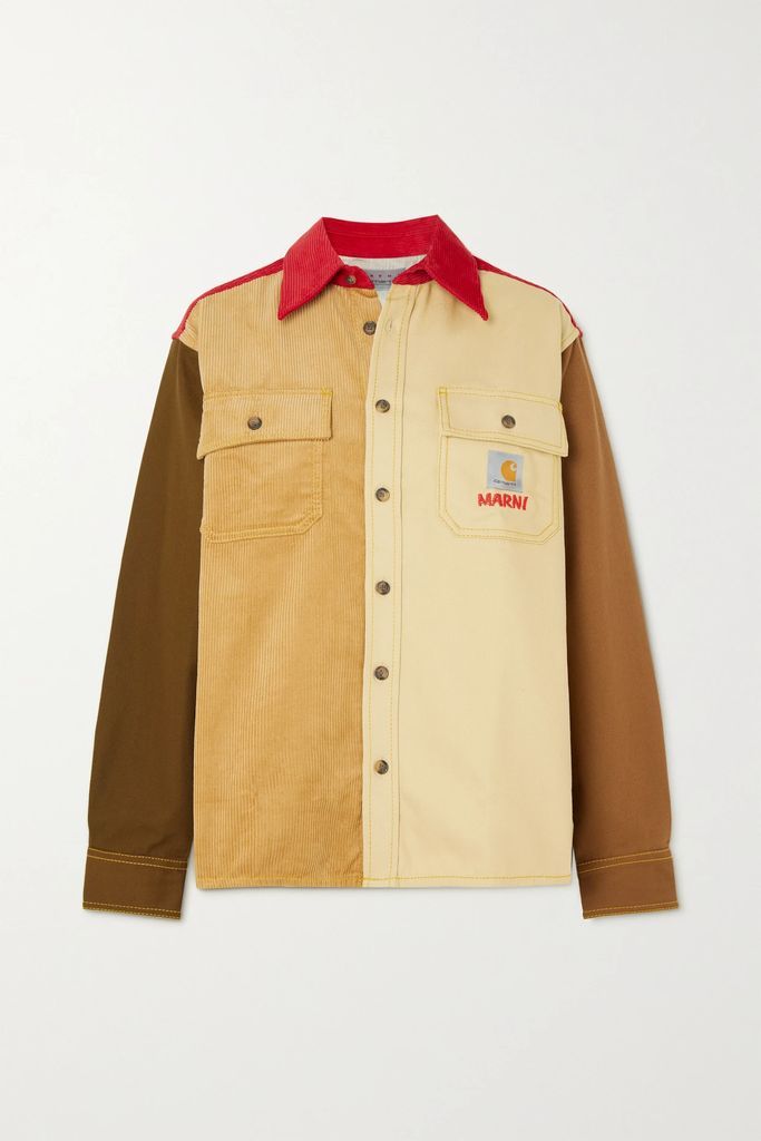 + Carhartt Wip Color-block Cotton And Corduroy Jacket - Brown